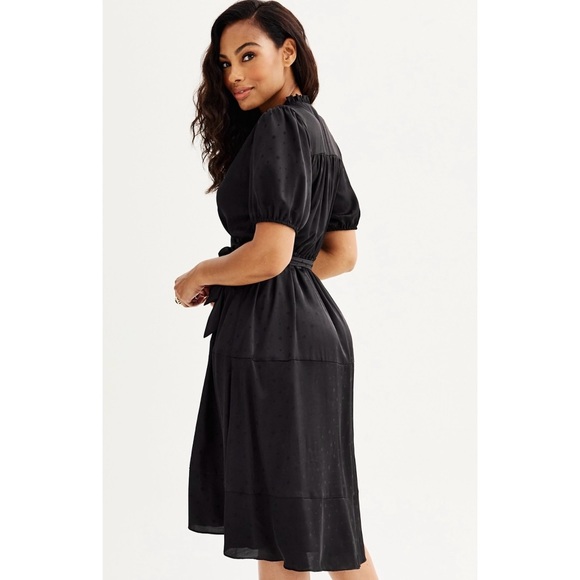 NWT Draper James Hi-Lo Midi Wrap Dress Black Size XL - Picture 2 of 5